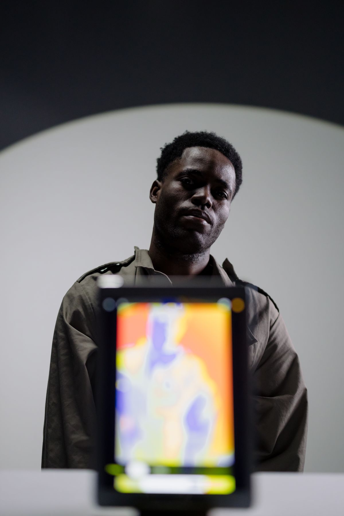 African security professional using a camera system